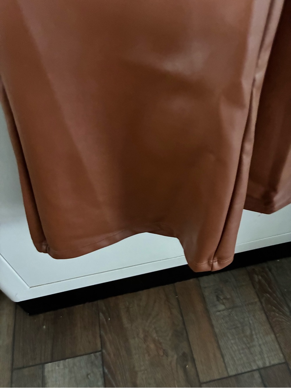 Popilush sz XS Faux Leather Brown Jumpsuit with Strappy Neckline nwt - Picture 10 of 15
